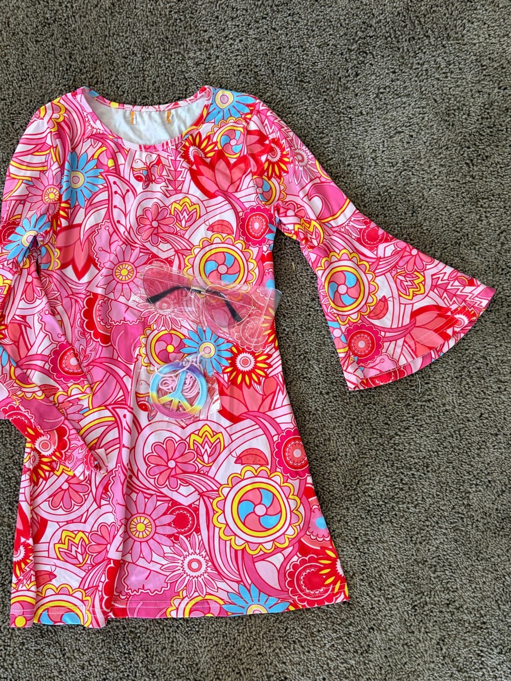 Girls' Pink Floral hippie dress